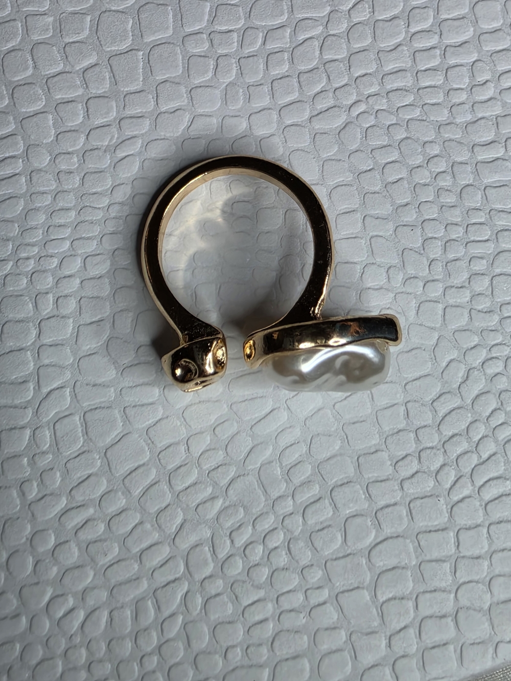 Gold-Tone Ring with Baroque Pearl Accent